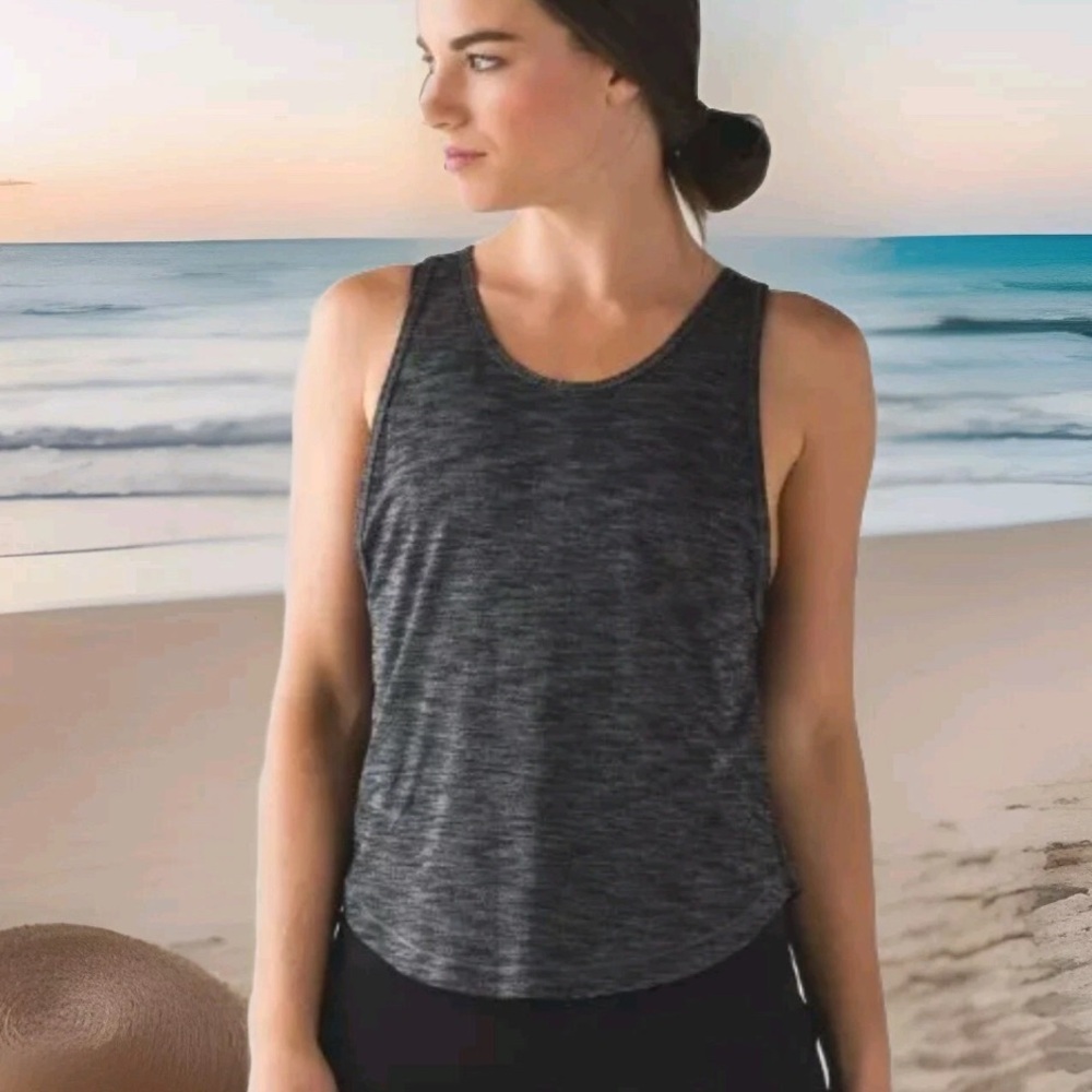 Lululemon Rush Hour Tank Heathered Black versatile Reflective Tank Euc
